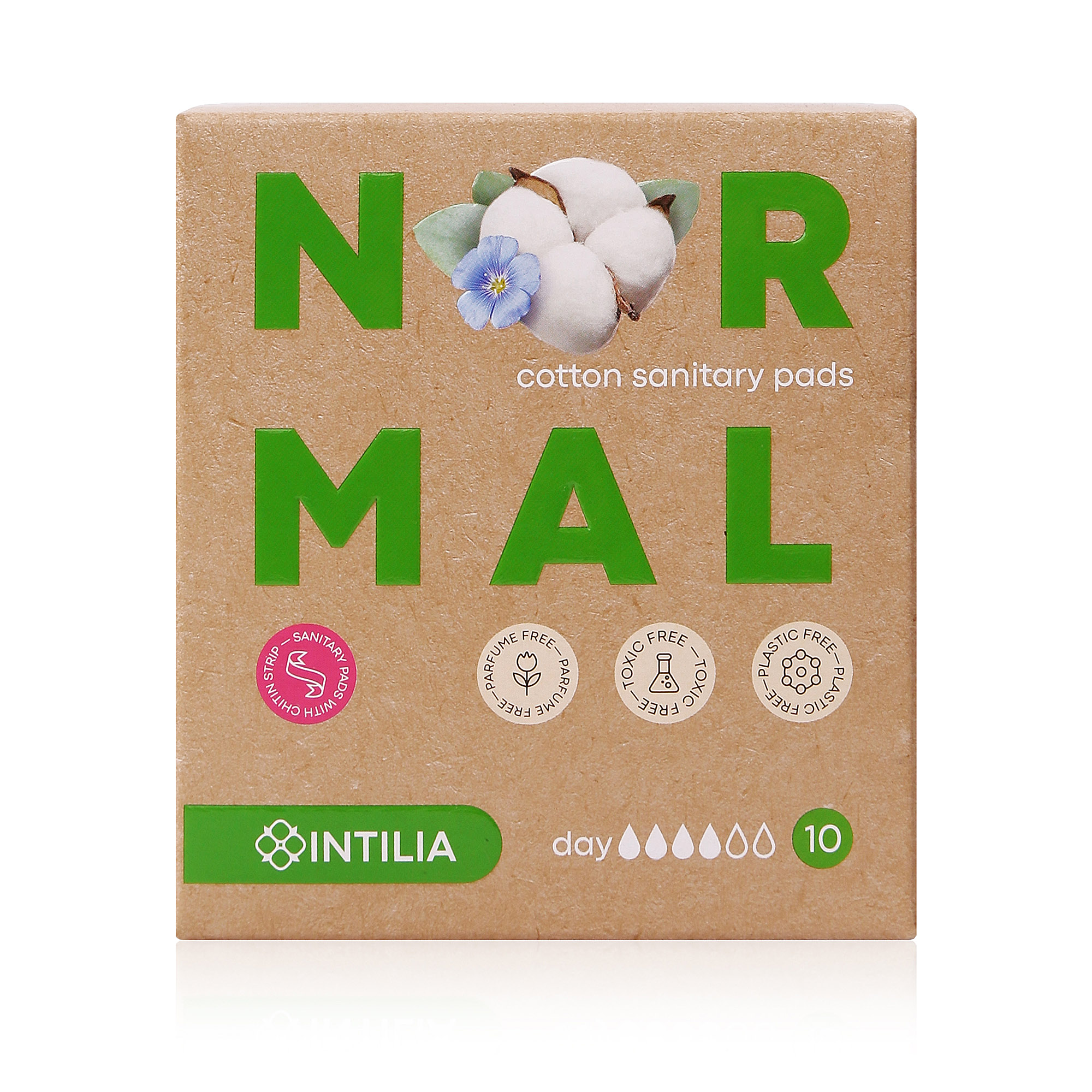 INTILIA-Cotton-Sanitary-Pads-with-chitinous-inlay-daily-10-pcs-3706-1 копия Женские хлопковые гигиенические прокладки INTILIA с хитиновой вставкой дневные