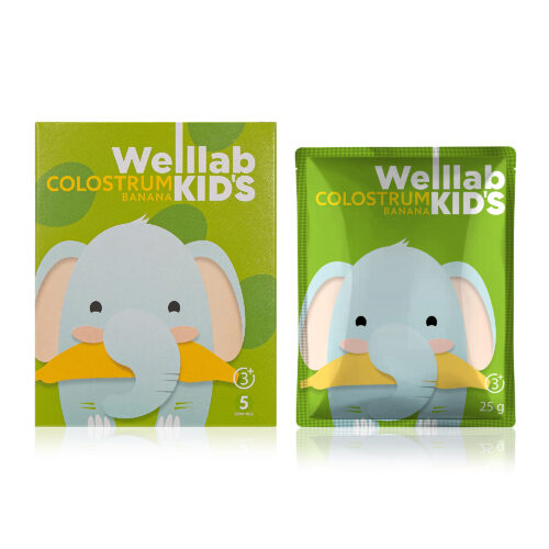 Детский напиток WELLLAB KIDS COLOSTRUM со вкусом «Банан» 5 саше