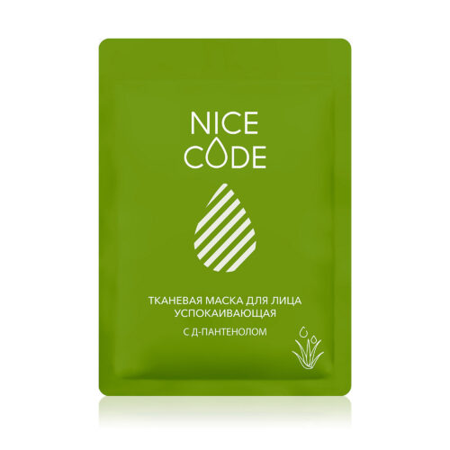 Тканевая маска для лица успокаивающая с Д-пантенолом NICE CODE