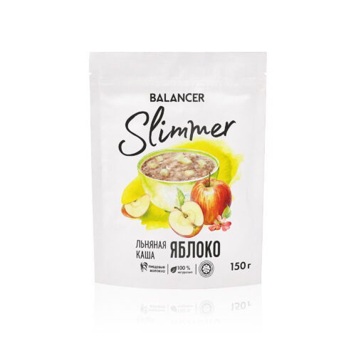 Натуральная льняная каша BALANCER Slimmer с кусочками вяленого яблока 150 гр