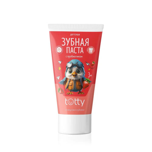 Детская зубная паста TOTTY с пробиотиком со вкусом клубники 3+