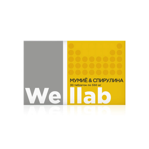 БАД для восстановления организма Welllab МУМИЕ & СПИРУЛИНА 30 таблеток
